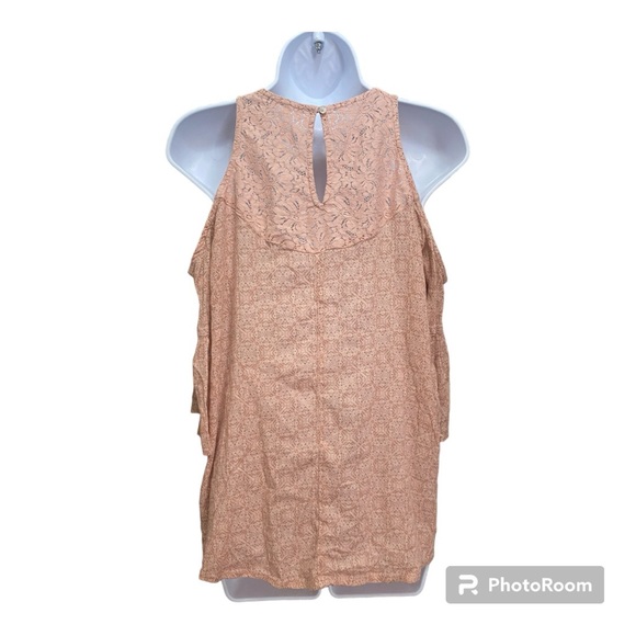 HOLLISTER Ladies Cold Shoulder Flutter Sleeves Baby Doll Top Rosey Pink Size M - Picture 7 of 11